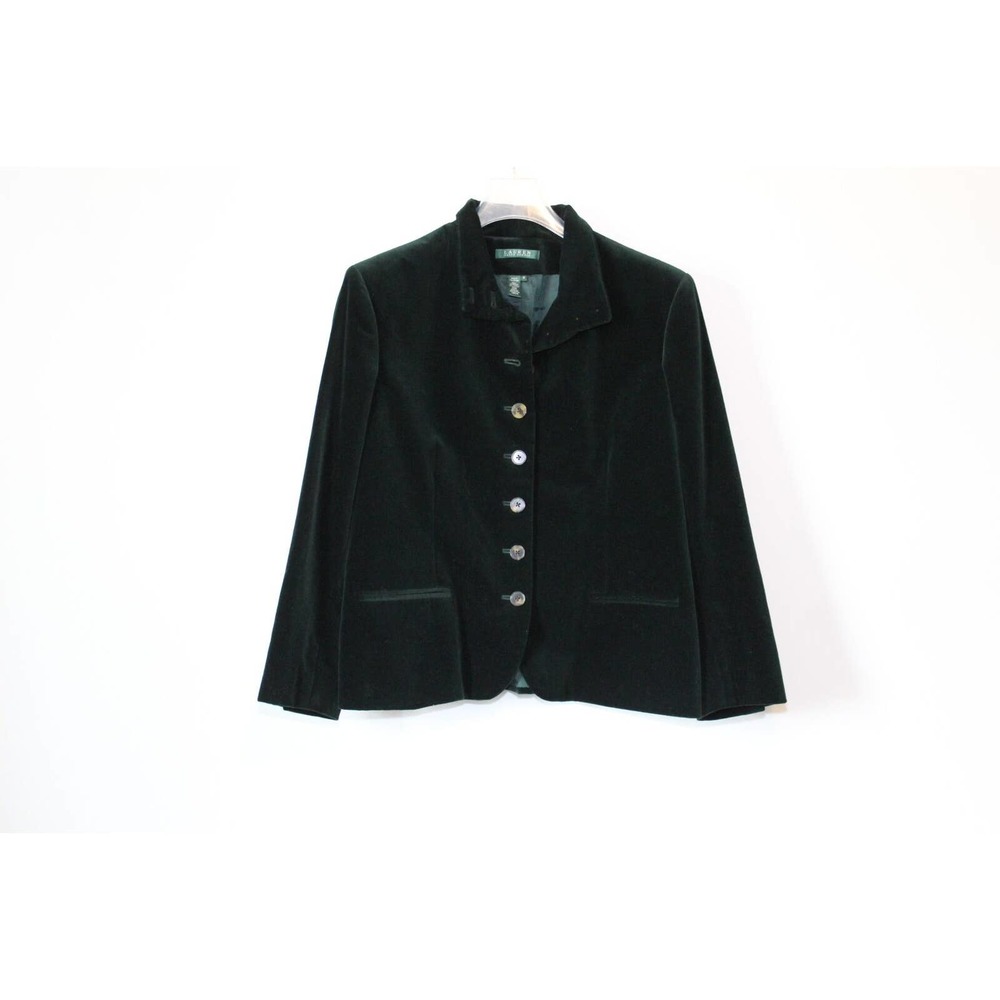 Lauren Ralph Lauren Velvet Blazer Jacket Holiday Green Button Size 16 H13855 - Picture 9 of 12